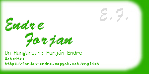 endre forjan business card